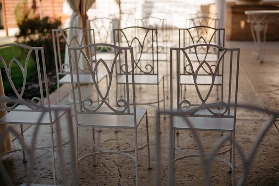 metal, chairs, white, design, vintage, cast iron, iron, furniture, chair, old