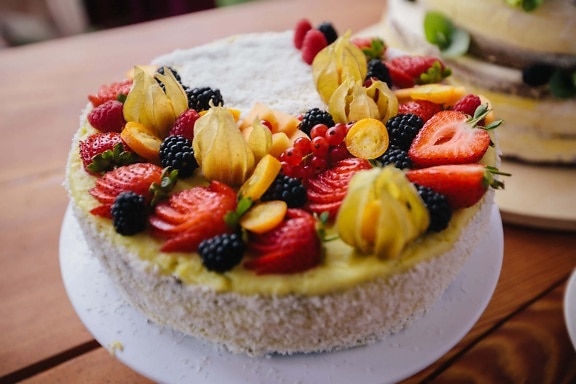 φράουλες, φρούτα, κέικ, βατόμουρο, γλυκός, φράουλα, μούρο, πιάτο, τροφίμων, γεύμα