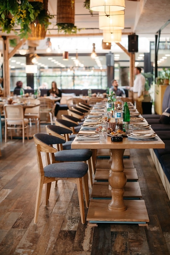 wooden, furniture, restaurant, people, tables, atmosphere, chairs, cafeteria, indoors, room