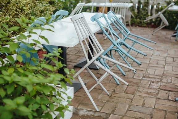 Bahçe, metal, masa, sandalye, mobilya, bağbozumu, koltuk, sandalye, veranda, açık havada