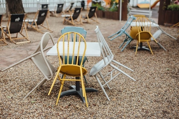 vintage, metal, backyard, chairs, furniture, seat, chair, summer, relaxation, table