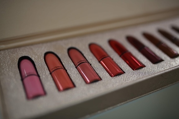 rouge, rouge à lèvres, professionnel, boîte de, maquillage, coloré, couleurs, couleur, studio, fermer