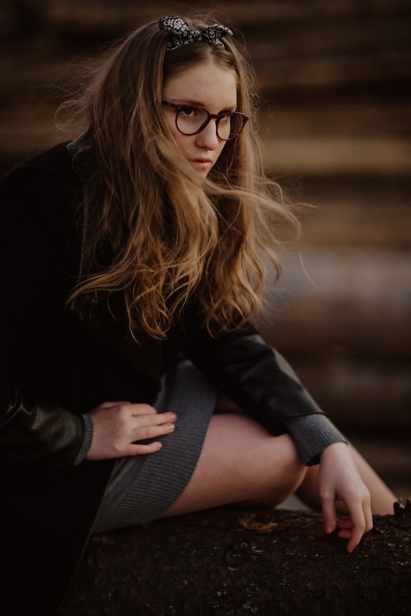 teenager, blonde, attractive, eyeglasses, hairstyle, wind, portrait, model, woman, fashion