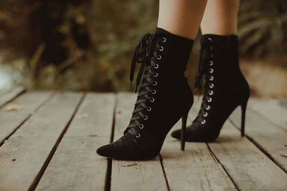 boots, heels, leather, footwear, black, legs, young woman, girl, fashion, leg