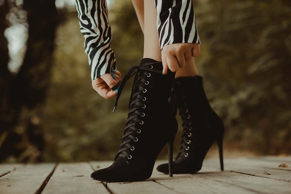 woman, heels, shoelace, boots, girl, fashion, model, glamour, portrait, foot