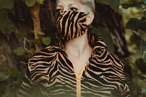 face mask, modern, outfit, design, camouflage, fashion, coronavirus, COVID-19, nature, portrait