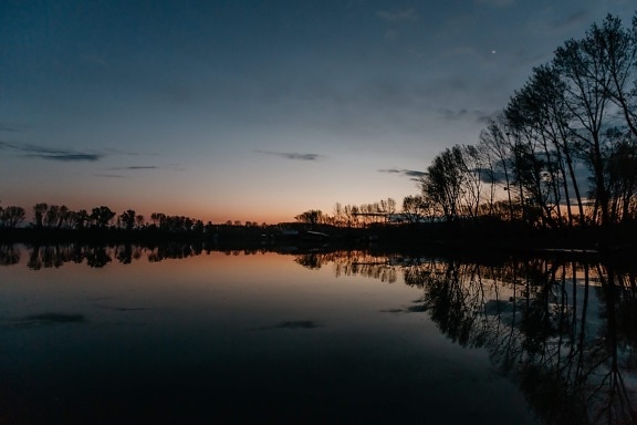 sunset, landscape, atmosphere, dawn, lake, water, reflection, tree, evening, river