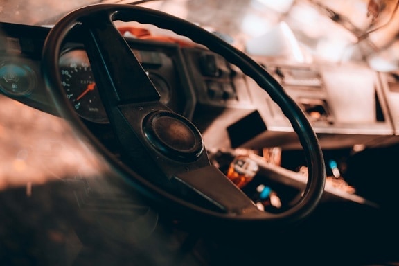 steering wheel, old fashioned, control panel, speedometer, gearshift, transportation, dashboard, drive, control, cockpit