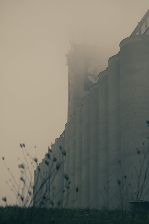 factory, workplace, silo, smoke, foggy, recycling plant, smog, pollution, fog, mist