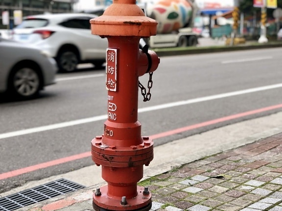 hydrantu, dlažba, litina, ulice, Asie, městská oblast, provoz, město, cesta, venku