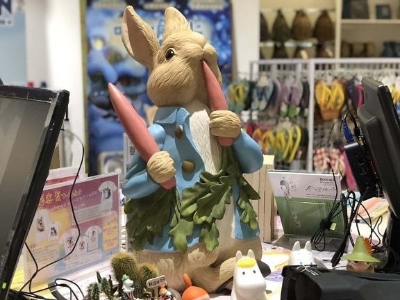 Bunny, Wielkanoc, Sklep zabawkowy, Zabawka, Sklep, towar, dekoracja, marchew, produkty, zakupy