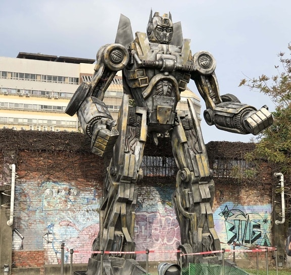 robot, Taiwan, store, metallic, skulptur, berømte, kunst, totempæl, statue, struktur