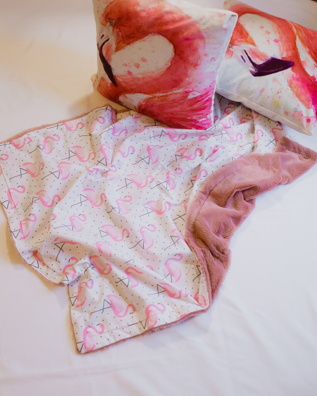 coperta, cuscino, trama, textil, cuscino, progettazione, Flamingo, letto, moda, camera da letto