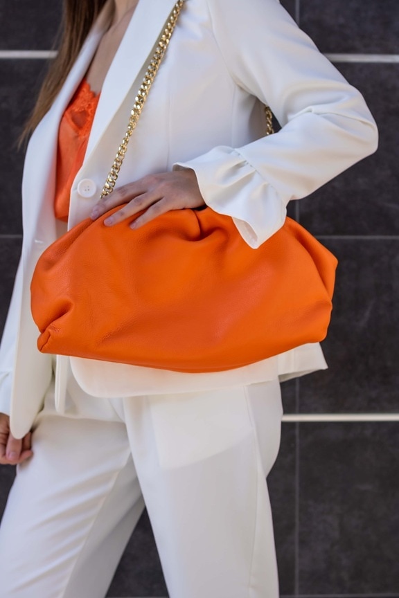 elegance, businessperson, fancy, outfit, white, businesswoman, handbag, orange yellow, fashion, luxury