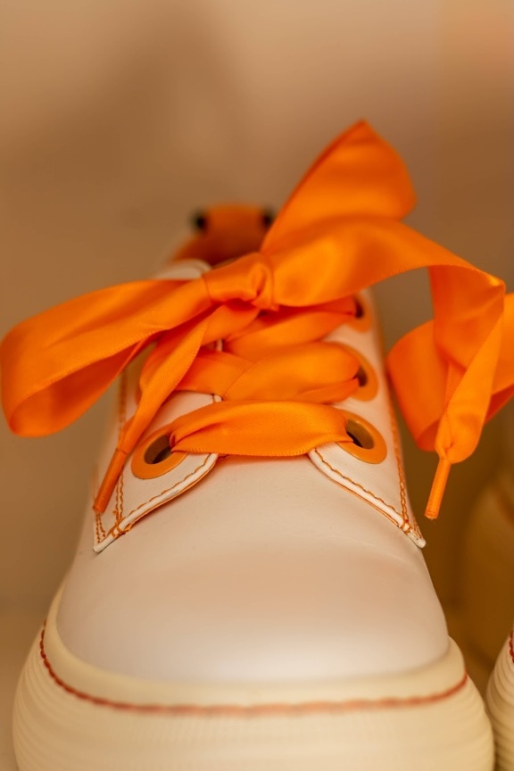 shoelace, orange yellow, fashion, close-up, silk, white, sneakers, color, art, classic