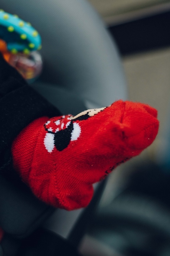 sock, red, baby, foot, knitwear, leg, indoors, blur, clothing, cute