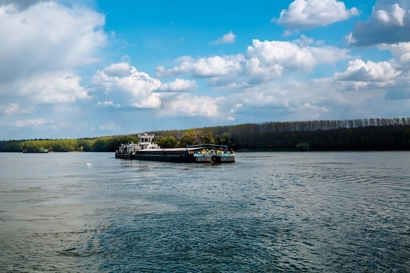 rivière, Danube, expédition, Cargo, transport, barge, eau, navire, été, nature