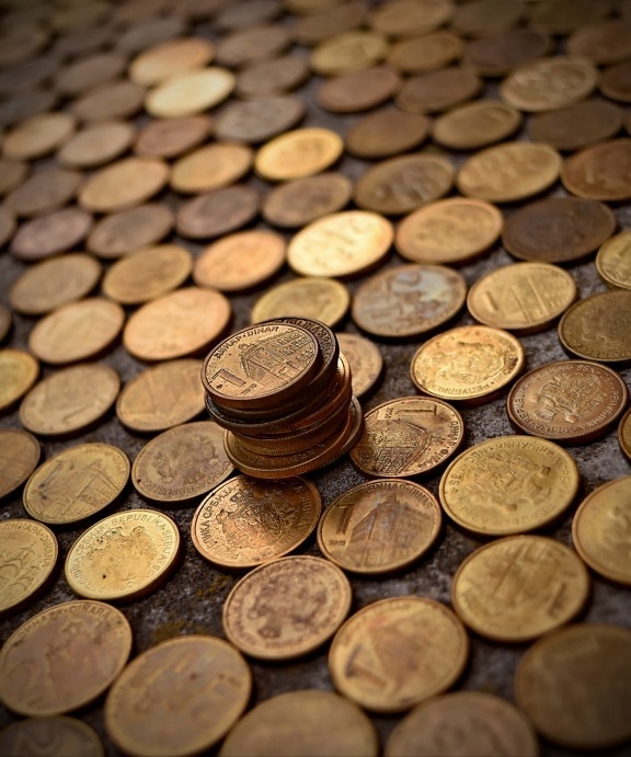 monedas, fortuna, Rica, Tesoro, dinero, metal, brillo dorado, detalle, inversión, textura