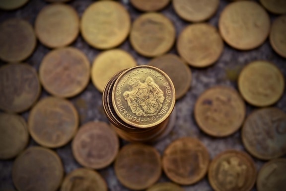 trésorerie, Metal, pièces de monnaie, fortune, argent, change, riche, éclat doré, investissement, piles