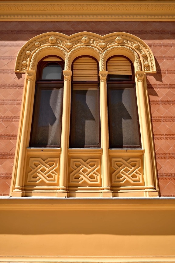 design, arabesque, windows, three, window, facade, architecture, building, house, classic