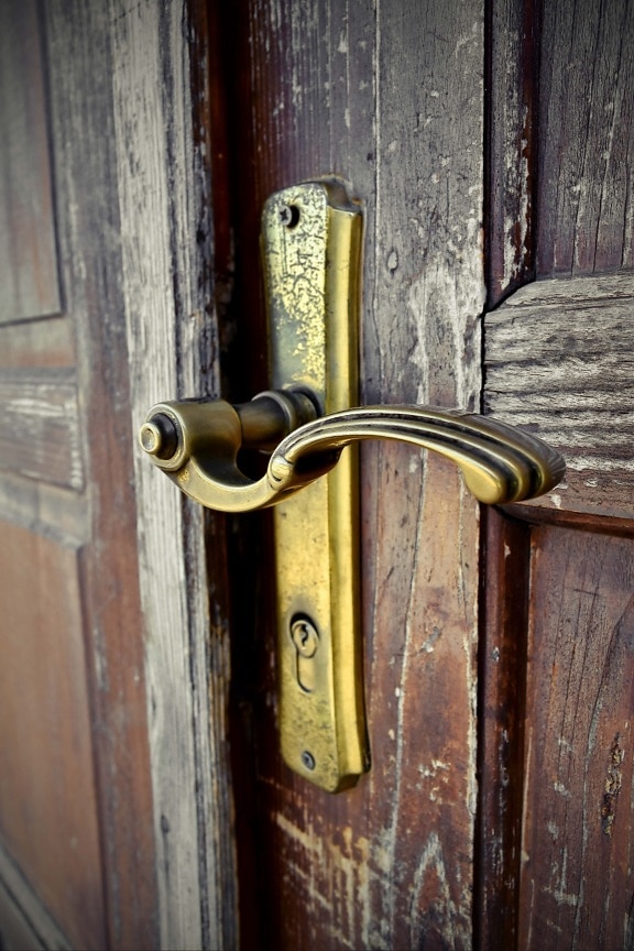 brass, handle, keyhole, door, close-up, lock, metal, gate, old, catch