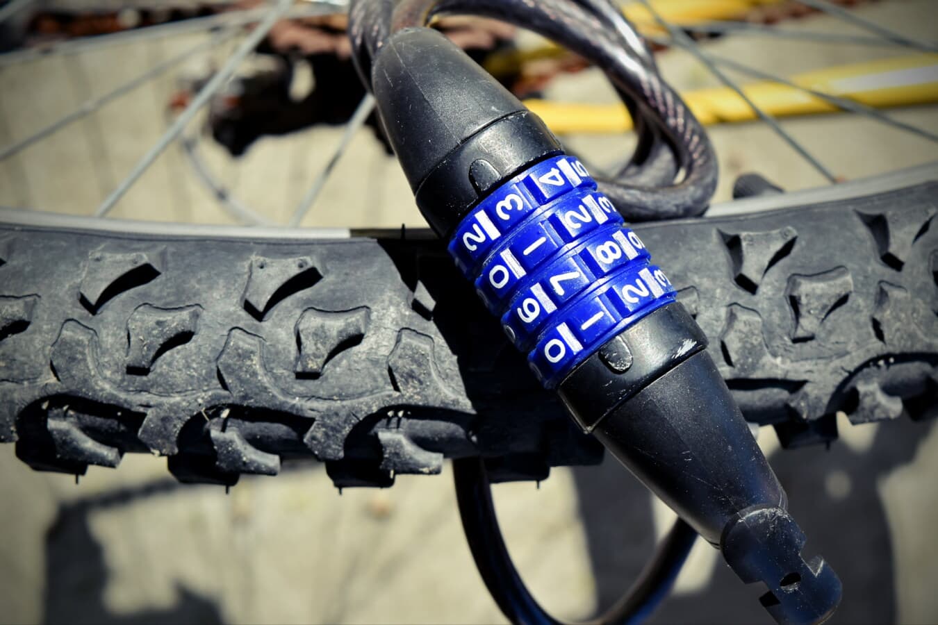veiligheid, mountainbike, fiets, band, vergrendelen, wiel, staal, veiligheid, ijzer, oude