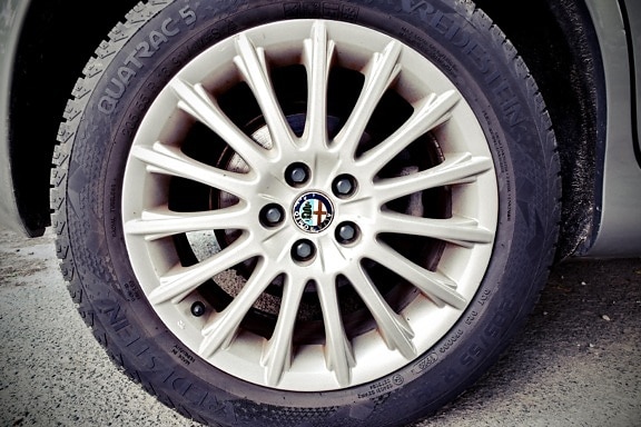 Alfa Romeo, dæk, aluminium, bil, legering, rand, asfalt, maskine, hjulet, autojen
