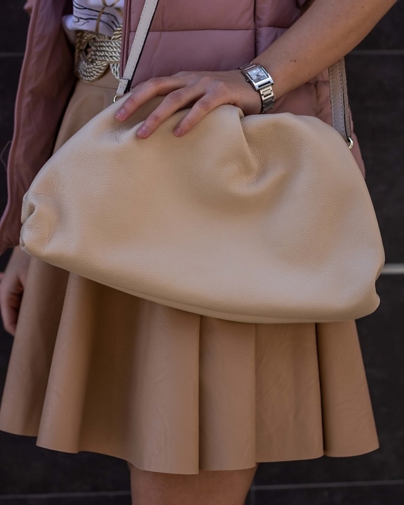 handbag, light brown, pastel, woman, girl, fashion, model, portrait, glamour, luxury