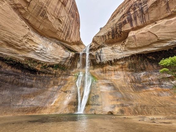 canyon, waterfall, sandstone, nature, landscape, valley, rock, water, desert, outdoors
