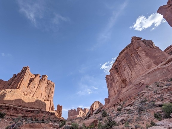 sandstone, park, cliff, rock, valley, canyon, landscape, desert, outdoors, geology