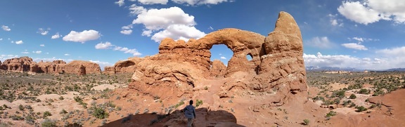 скалолазание, обучение, арка, пустыня, геология, песчаник, панорама, камень, каньон, пейзаж