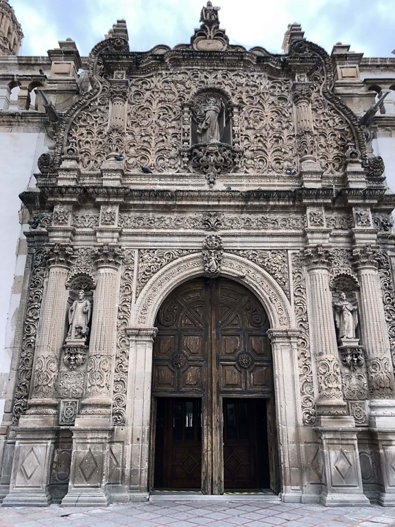 Katedrála, přední dveře, středověké, Památník, barokní, umění, křesťanská, křesťanství, budova, struktura