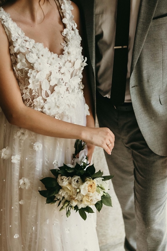 ceremoni, hålla händer, bröllop, bröllop bukett, man, Fru, bruden, äktenskap, kärlek, blommor