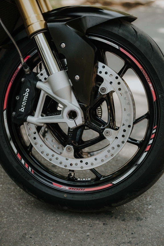 tire, disk, brake, motorbike, motorcycle, rim, aluminum, wheel, bike, vehicle