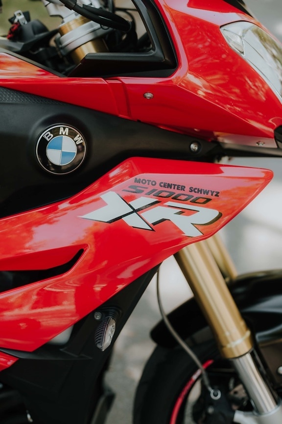 BMW, motorbike, motorcycle, close-up, modern, expensive, red, paint, glossy, race