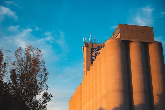 silo, high, building, walls, concrete, factory, industry, architecture, outdoors, tower
