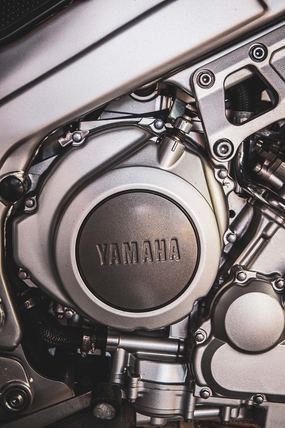 Yamaha, engine, parts, motorbike, stainless steel, metallic, chrome, technology, machinery, industry