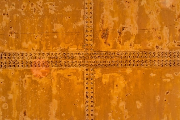 rust, stål, gulaktig brun, støpejern, overflate, panelet, forlatt, forfall, grunge, gamle