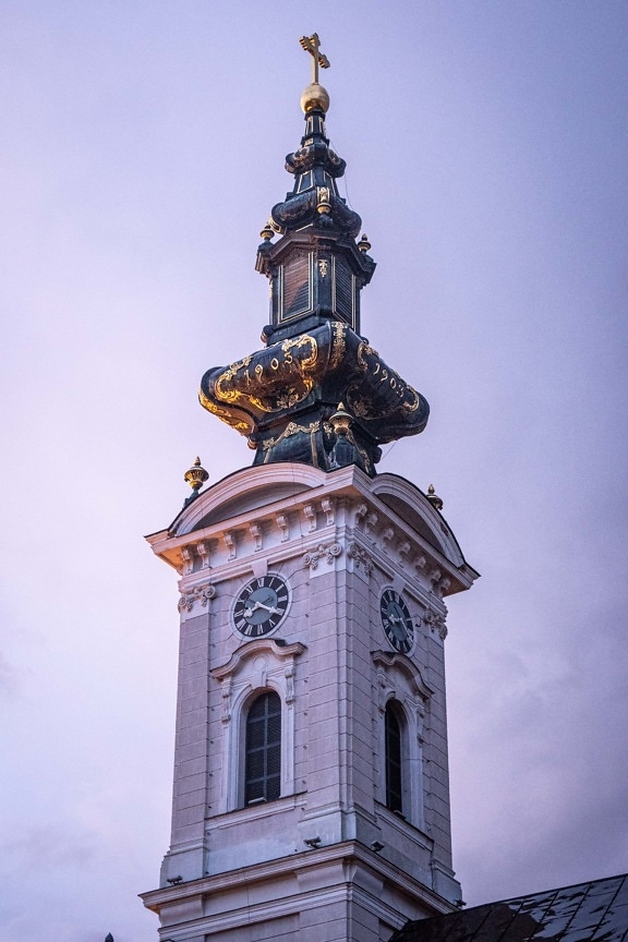majestic, church tower, architectural style, baroque, golden shine, architecture, church, old, tower, ancient
