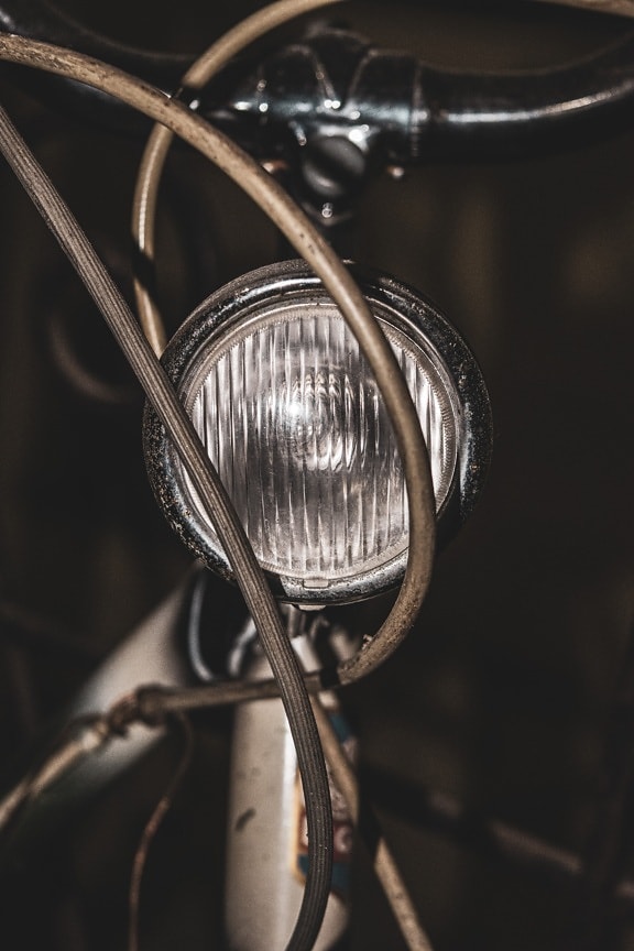 headlight, bicycle, old style, classic, vintage, chrome, close-up, steering wheel, nostalgia, old