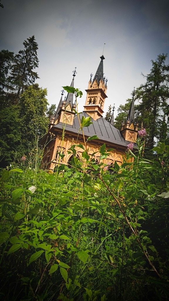 castle, residence, traditional, flower garden, building, architecture, religion, palace, tree, wood