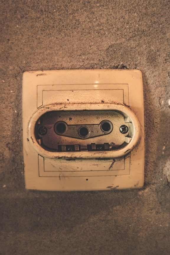 electricity, wall, connection, plastic, vintage, old, retro, dirty, analogue, art
