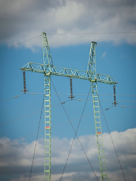 Strom, Pylon, Übertragung, Verteilung, hoch, Spannung, Drähte, Energie, Turm, Kabel