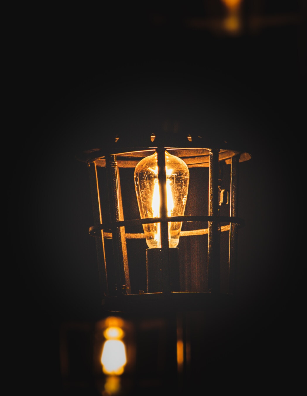 lamp, lantern, old fashioned, handmade, cast iron, dust, dirty, illuminated, light, dark
