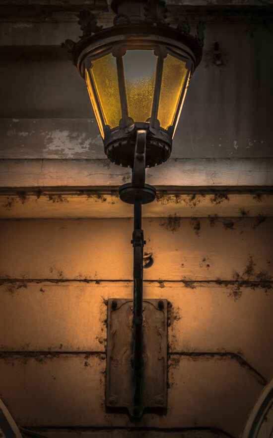lamp, cast iron, wall, baroque, yellowish brown, light, device, old, retro, dirty