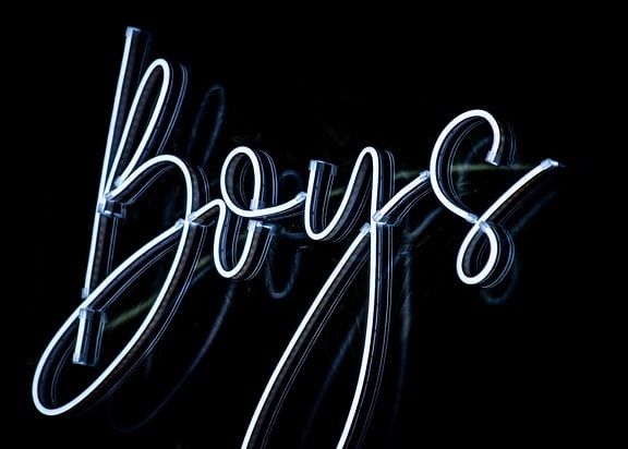 light, sign, neon, boys, symbol, futuristic, background, black, dark, typography