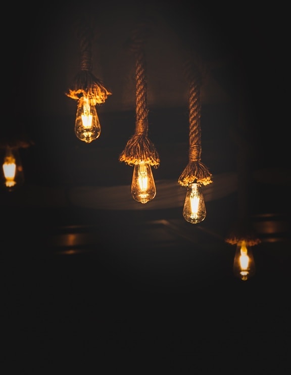 chandelier, handmade, rope, vintage, light bulb, ceiling, lamp, lantern, light, illuminated