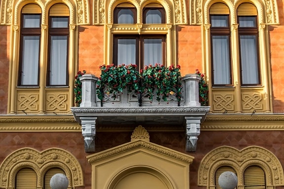 balkonem, pałac, Dom, rezydencja, okno, barok, architektura, fasada, stary, okno