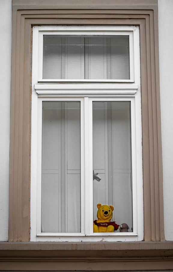 泰迪熊玩具, 窗口, 装饰, 体系结构, 房子, 经典, 复古, 老, 窗台, 直立