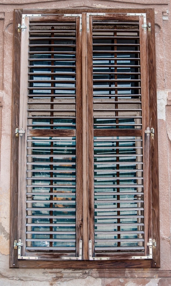 wooden, closed window shutters, close, handmade, old style, architecture, wood, old, house, retro